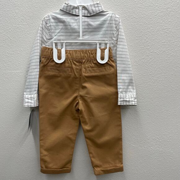 Little Lad Boy’s 12 Month 3-pc. Long Sleeve Mock Vest Shirt Pants & Bow Tie Set - Picture 7 of 8